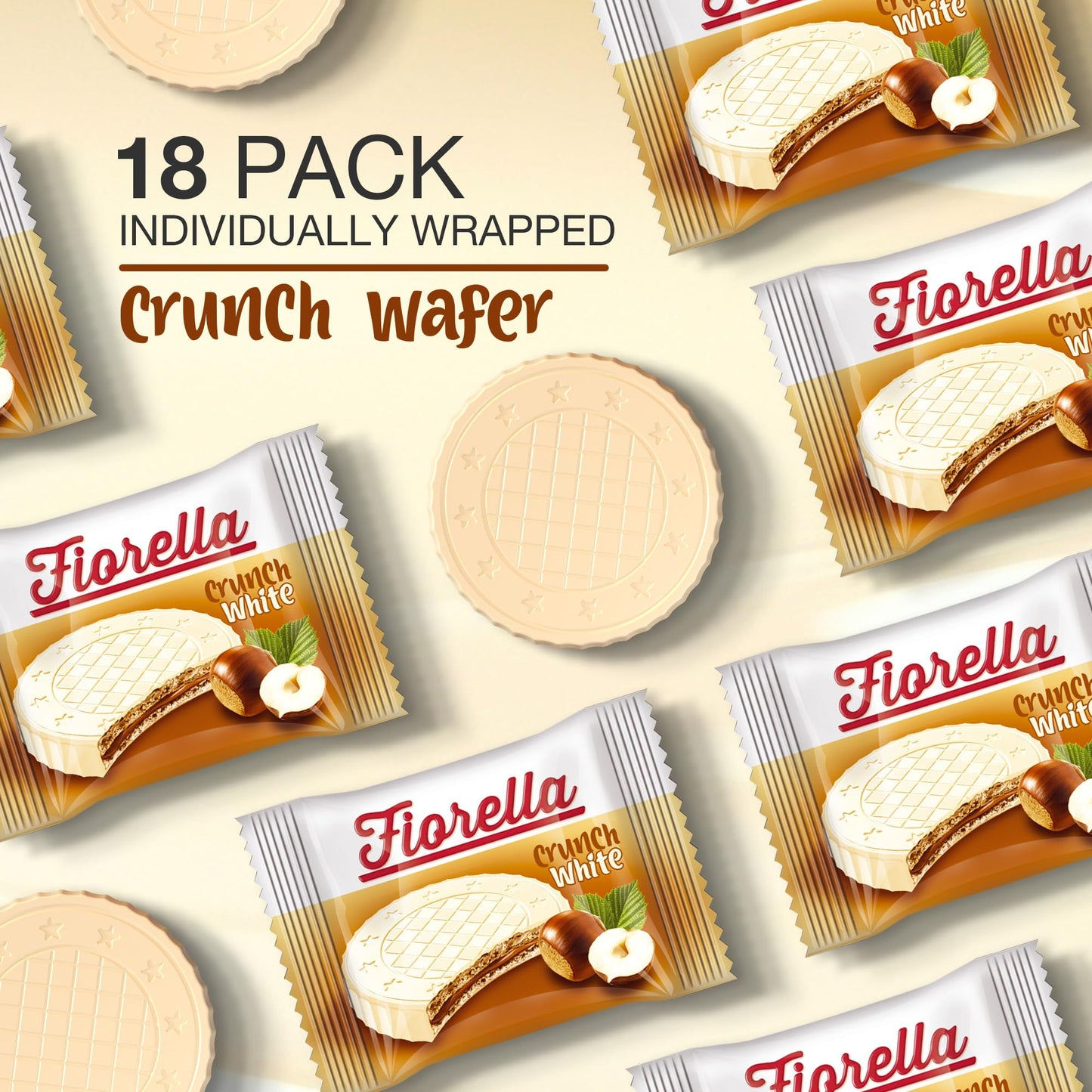 FIORELLA CRUNCH WHITE CHOCOLATE WAFER 18 PCS/0.71 OZ (20 GR)