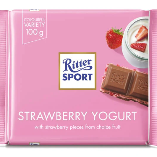 RITTER SPORT MILK WITH STRAWBERRY & YOGURT 12PCS/3.5OZ (100GR)