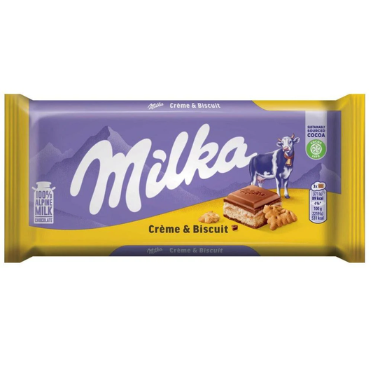 MILKA CREAM & BISCUIT 18PCS/3.5OZ (100GR)