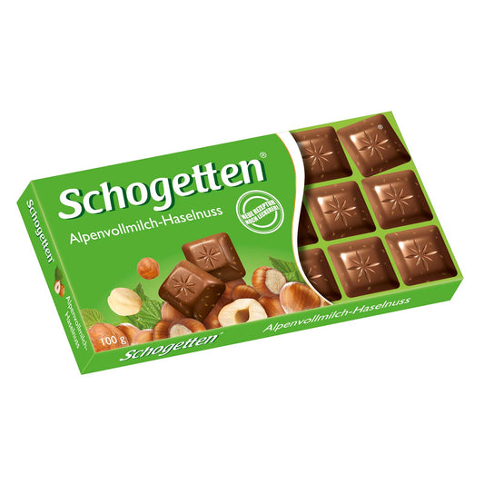 SCHOGETTEN ALPINE MILK CHOCOLATE HAZELNUT 15PCS/3.52OZ(100GR)