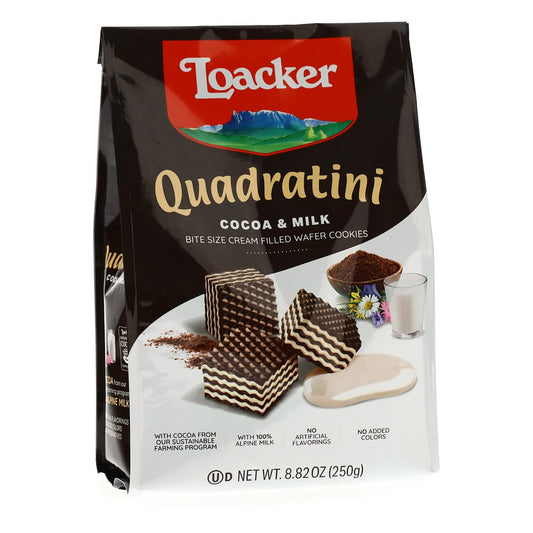 LOACKER QUADRATINI COCOA&MILK 6PCS/4.41OZ(125GR)