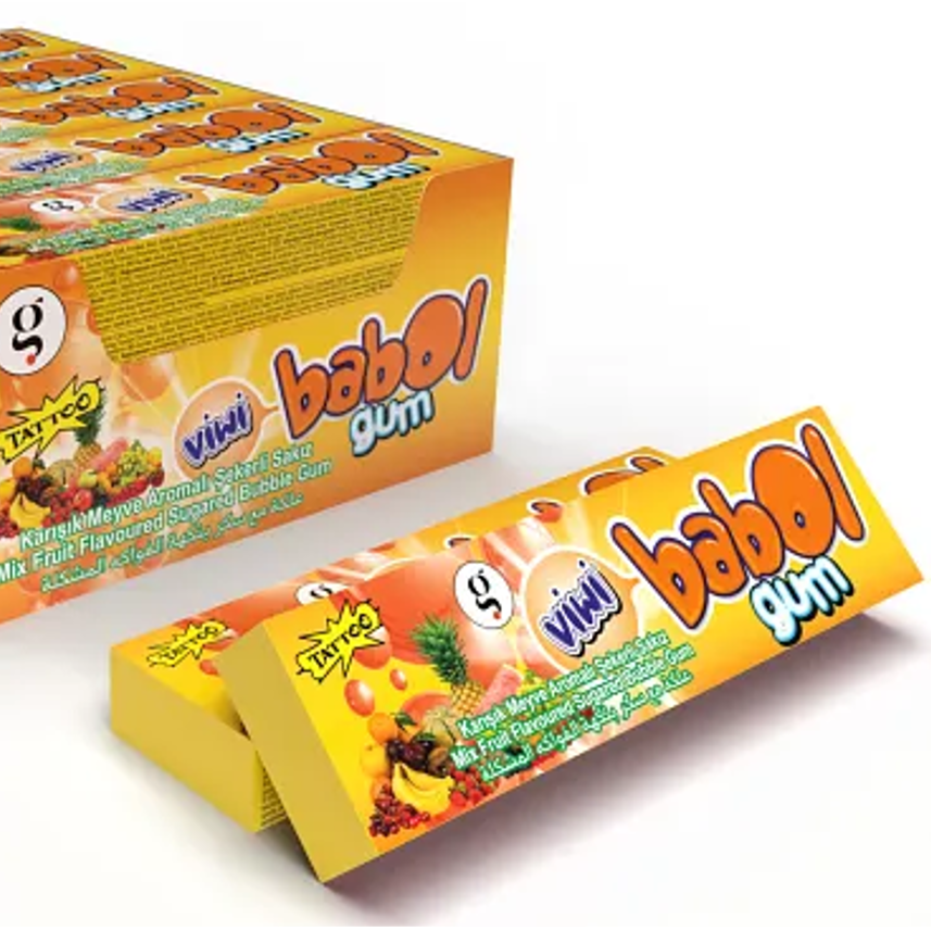 VIWI BUBBLE GUM TUTTI FRUTTI  20PCS/0.12OZ(3.5GR)